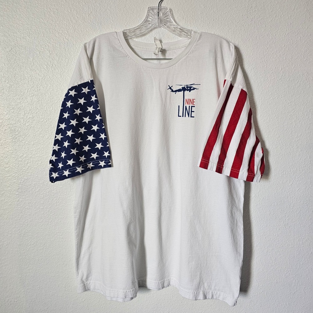 Nine Line Apparel Mens 2XL White Patriotic American Flag Sleeve T-Shirt